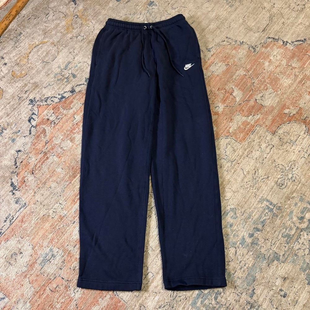 Nike Mens Navy Blue Club Fleece Straight Leg Sweatpants Size S Embroidered Logo